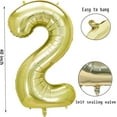 thumbnail image 2 of 40 Inch Jumbo 2 Number Balloons, 12 20 21 22 23 26 28 Numbers Balloon Birthday Decorations,Wedding, Bridal Shower Engagement Photo Shoot, Anniversary (Light Gold No 2), 2 of 14
