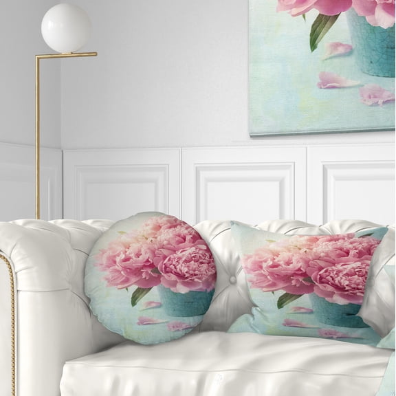 Designart 12" x 20" Blue Polyester Throw Pillow