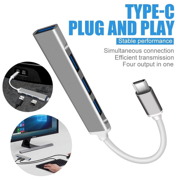 MesaSe USB 3.0 Port Adapter for Laptop, USB C HUB to 4 Ports USB 3.0 Compatible with MacBook Air/Pro, iPad Pro, XPS and More Type C Devices