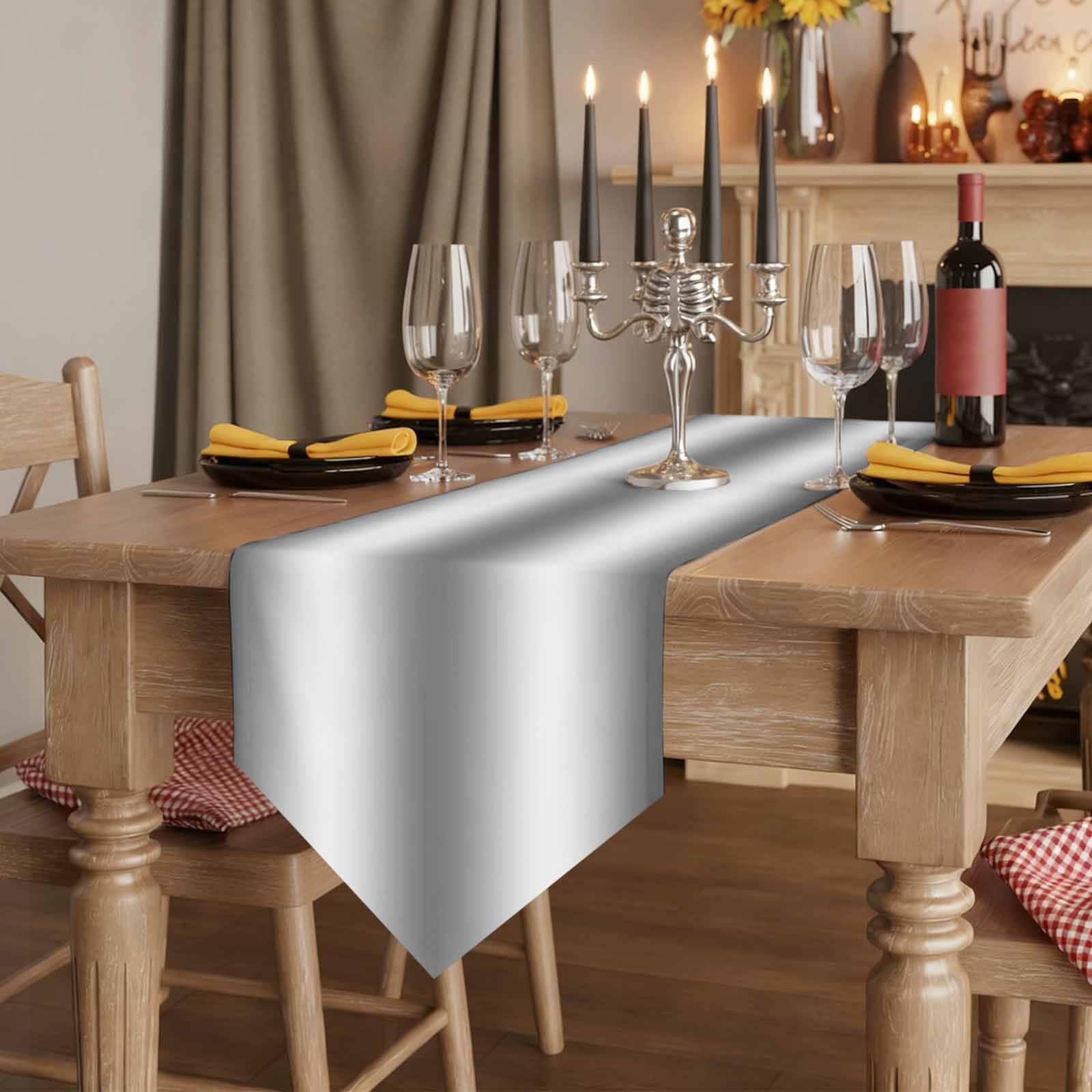 Grey White Table Runner Linen Burlap Table Runner 36 Inches Small Gray Farmhouse Modern Rustic Dresser Scarves for Kitchen Island Coffee Dining Room Party Wedding Banquet Holiday Decoration 13"x36"