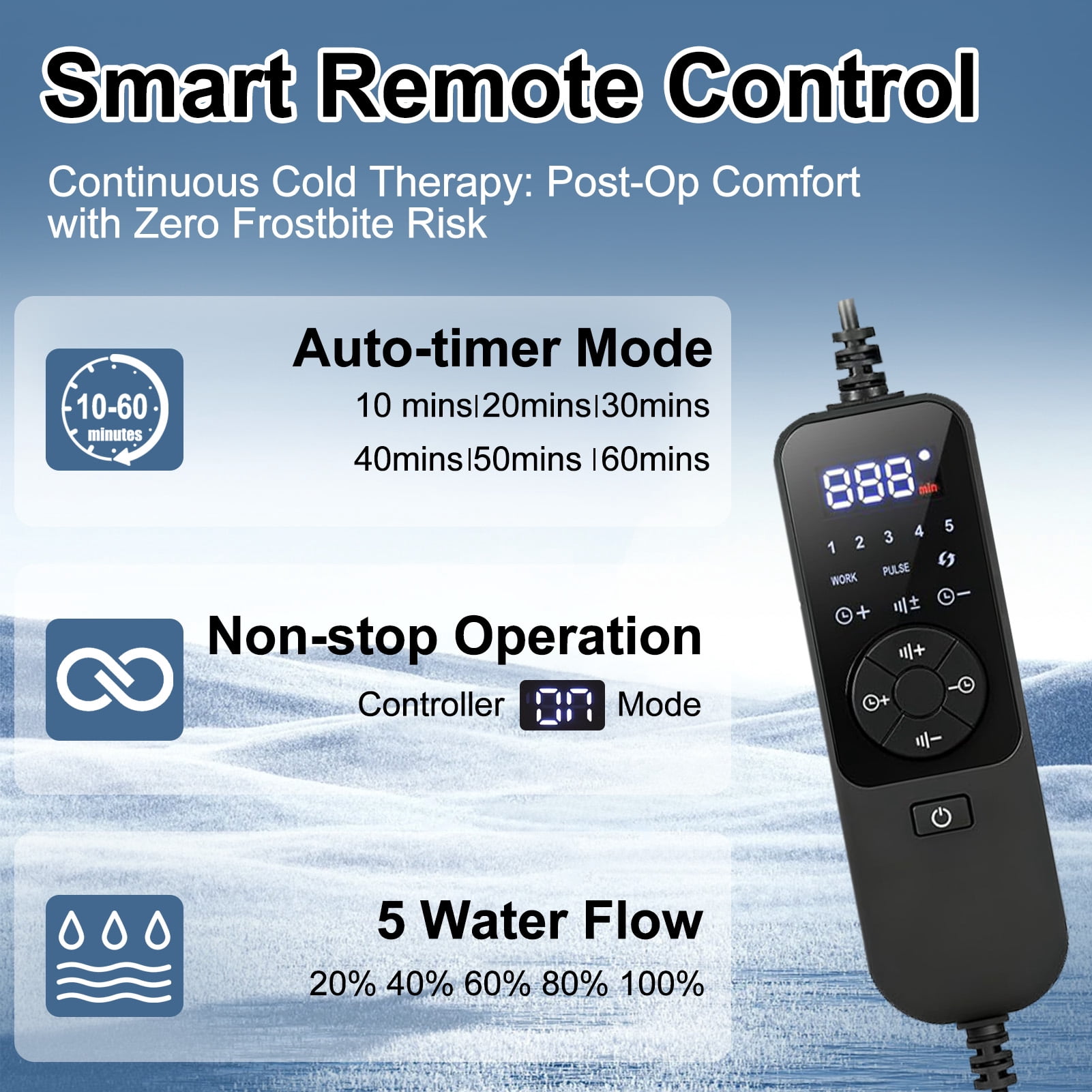 Cold Therapy Machine with Programmable Timer, Portable Ice Machine for Knee After Surgery, Knee Replacement Recovery System for Pain Relief w/Compression Pad for Shoulder, Hip and Ankle