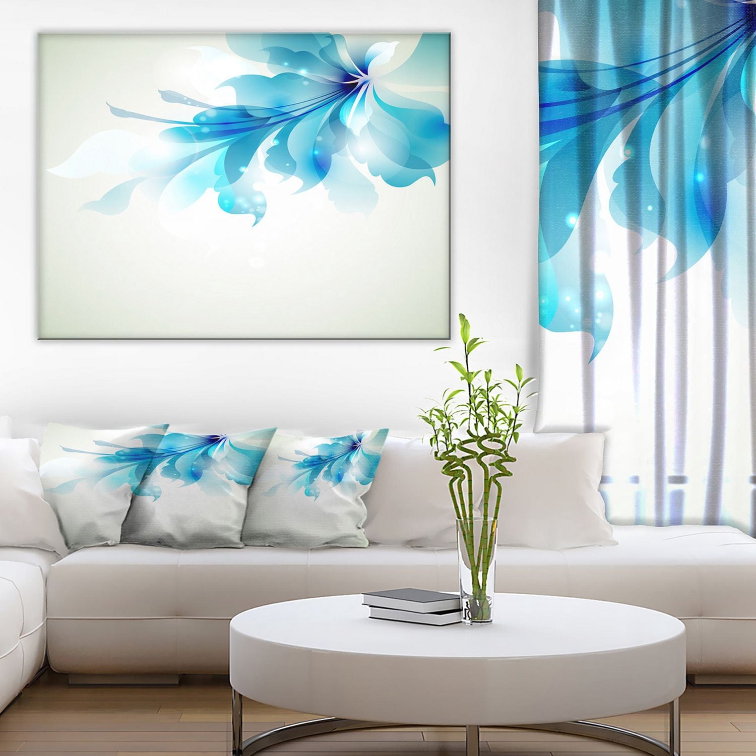 Impression sur toile « Tender Blue Abstract Flowers » Design Art
