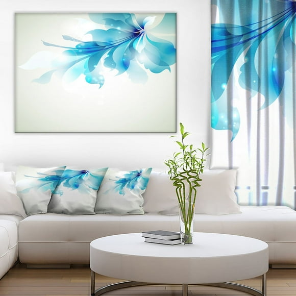 Design Art Tender Blue Abstract Flowers Canvas Print