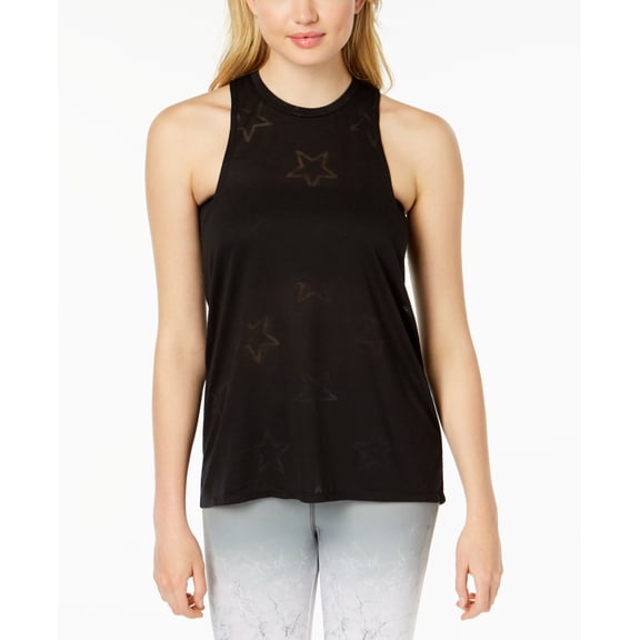 Material Girl Active Juniors' Burnout Tank Top (Black, S)