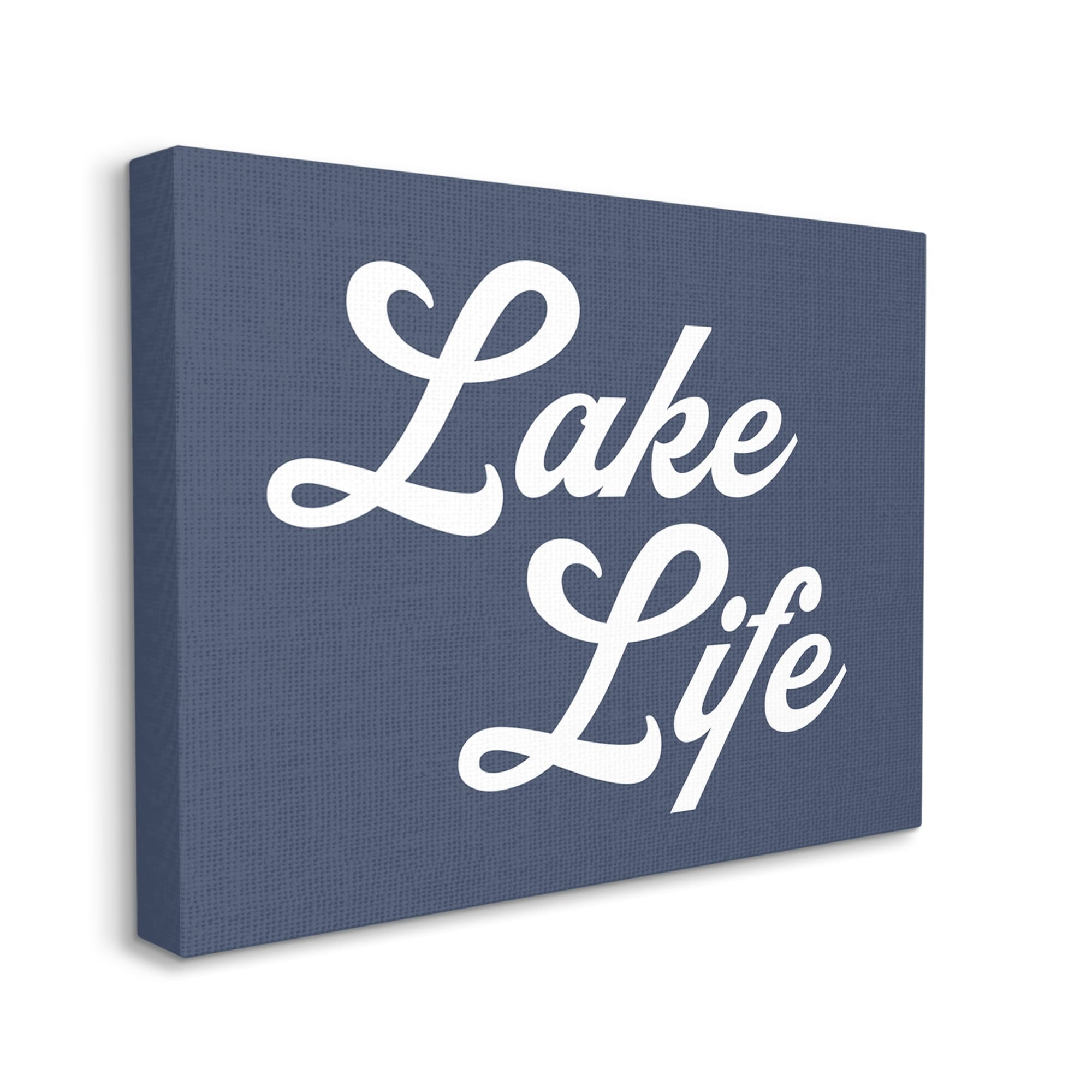 Stupell Industries Trendy Lake Life Phrase Solid Blue Sign,20 x 16, Design by Daphne Polselli