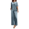 thumbnail image 5 of CQXIDFH Pjs Sets for Women Plus Size Sleepwear Set with Built-in Support Short Sleeve Top with Long Pants Loose Fit Lounge Sets Sleepwear, 5 of 9