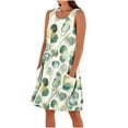 thumbnail image 2 of Dresses for Women Women's Solid Color Casual Sleeveless Linen Loose Fitting Dress With Pockets Green S, 2 of 5