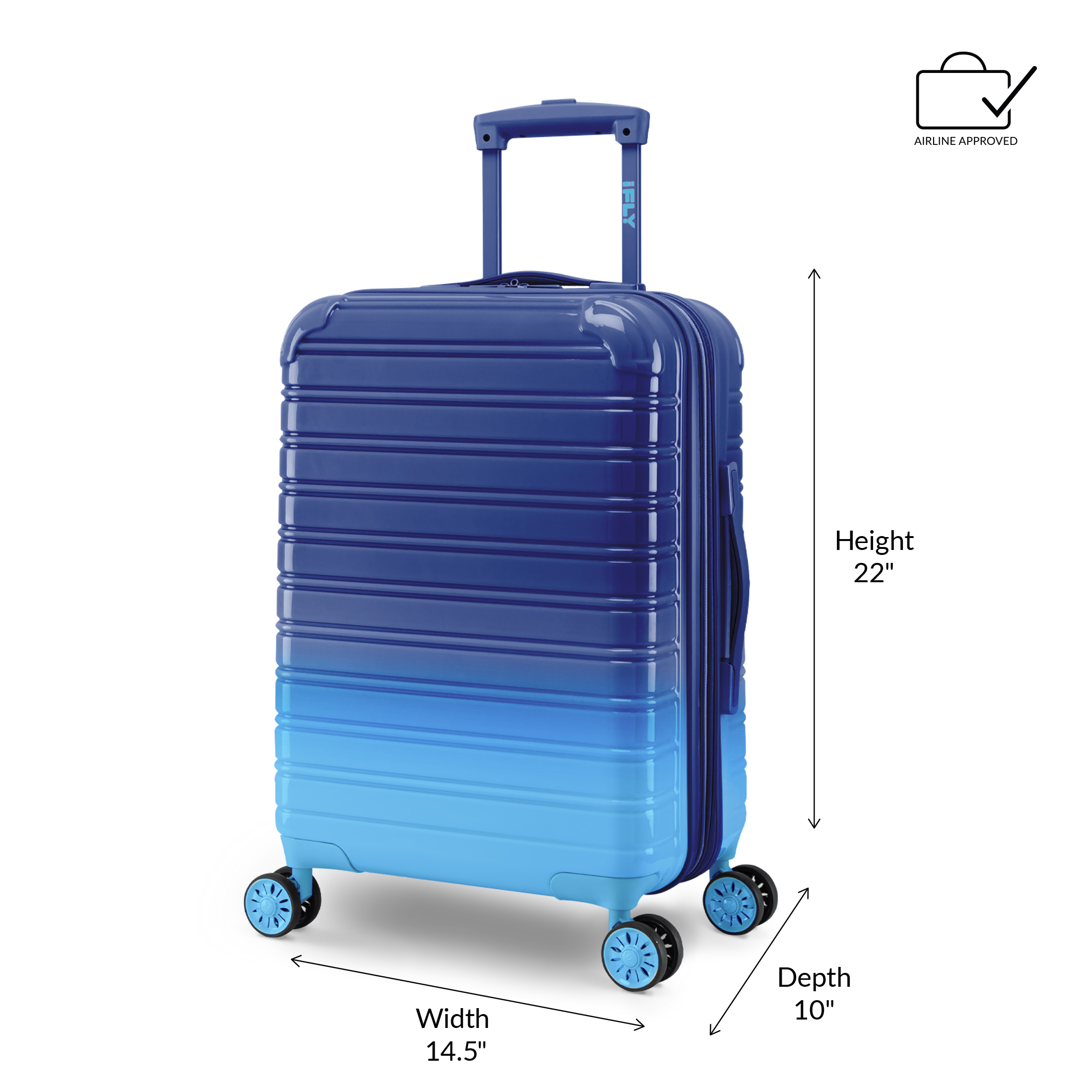 iFLY Hardside Fibertech Carry On Luggage 20", Sunny Sky - image 3 of 8