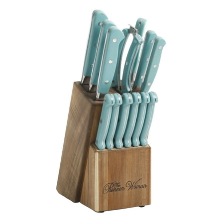 The Pioneer Woman Cowboy Rustic 14-Piece Forged Cutlery Knife Block Set,