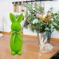 thumbnail image 4 of Easter Decorations Flocked Bunnies 8.66 Inch Flocking Rabbit, Bow Tie Figurine Tabletop Ornament for Spring Home Office Table Decor, Easter Centerpieces and Party Supplies Decoration, 4 of 6