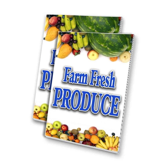 Farm Fresh Produce (24" X 36") 4mm Corrugated Plastic Panel, Graphics Applied To 1 Side (Pk of 2)