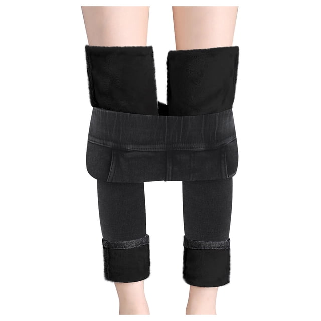 Gibobby Pantalones para el frío de mujer Pantalones de cintura alta para mujer, sueltos, gruesos, cálidos, de felpa, rectos, Haren(A XL)