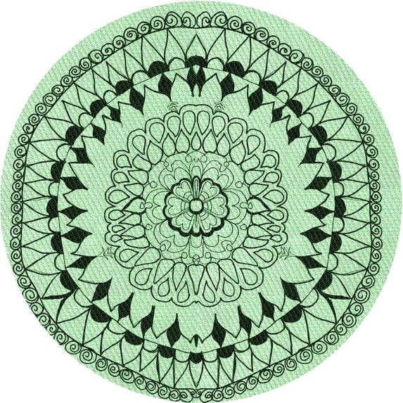 Ahgly Company Machine Washable Indoor Round Transitional Mint Green Area Rugs, 6' Round