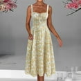 thumbnail image 2 of TJAZFJPA Robe d'Été pour Femmes Vacances à la Plage Robe Midi Florale Corset Robe Boho Fluide Fendue à Lacets Robes pour Femmes Sortie Robe Cocktail Robe de Gala, 2 of 4