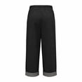 thumbnail image 7 of Summer Linen Pants for Women Loose Wide Leg Trousers Side Button Elastic Waist Straight Pants Crop Pants, 7 of 7