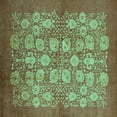 thumbnail image 1 of Ahgly Company Indoor Square Oriental Turquoise Blue Industrial Area Rugs, 4' Square, 1 of 4