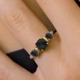 thumbnail image 5 of Gem Stone King 925 Sterling Silver and 10K Yellow Gold Black Onyx 3 Stone Engagement Ring for Women (1.48 Cttw, Cushion Checkerboard Cut 6MM and 4MM, Available in Size 5, 6, 7, 8, 9), 5 of 5