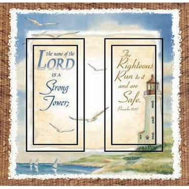 Proverbs 18:10 Double Rocker SwitchStix Peel and Stick Art Deco Switch Plate Cover Applique Washable Heat/Steam/Water-Resistant - 1 unit