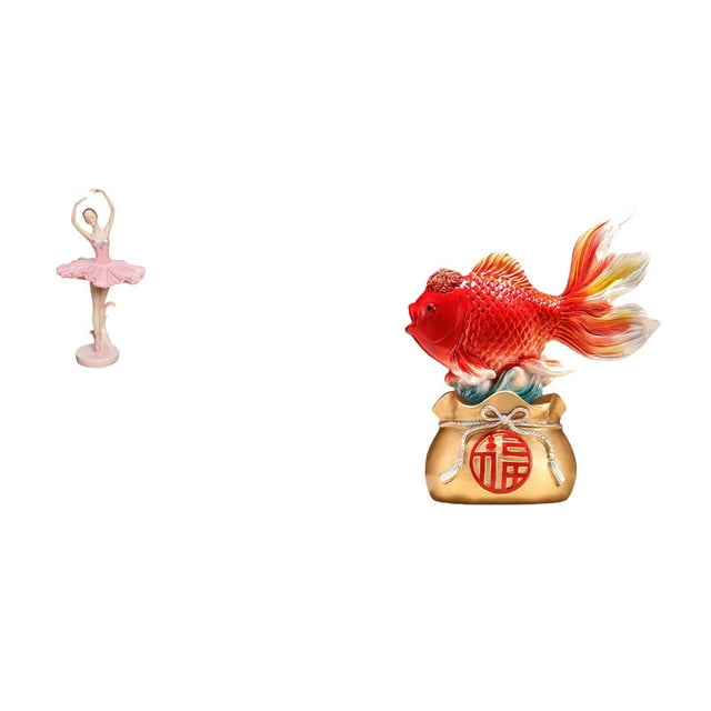 Figura De Bailarina, Escultura De Resina Para Niña, Regalo De Cumpleaños, Novedoso Recuerdo, Estatua De Pez Feng Shui, Adorno De Escritorio Para Oficina, Sala De Estudio, Estantería,