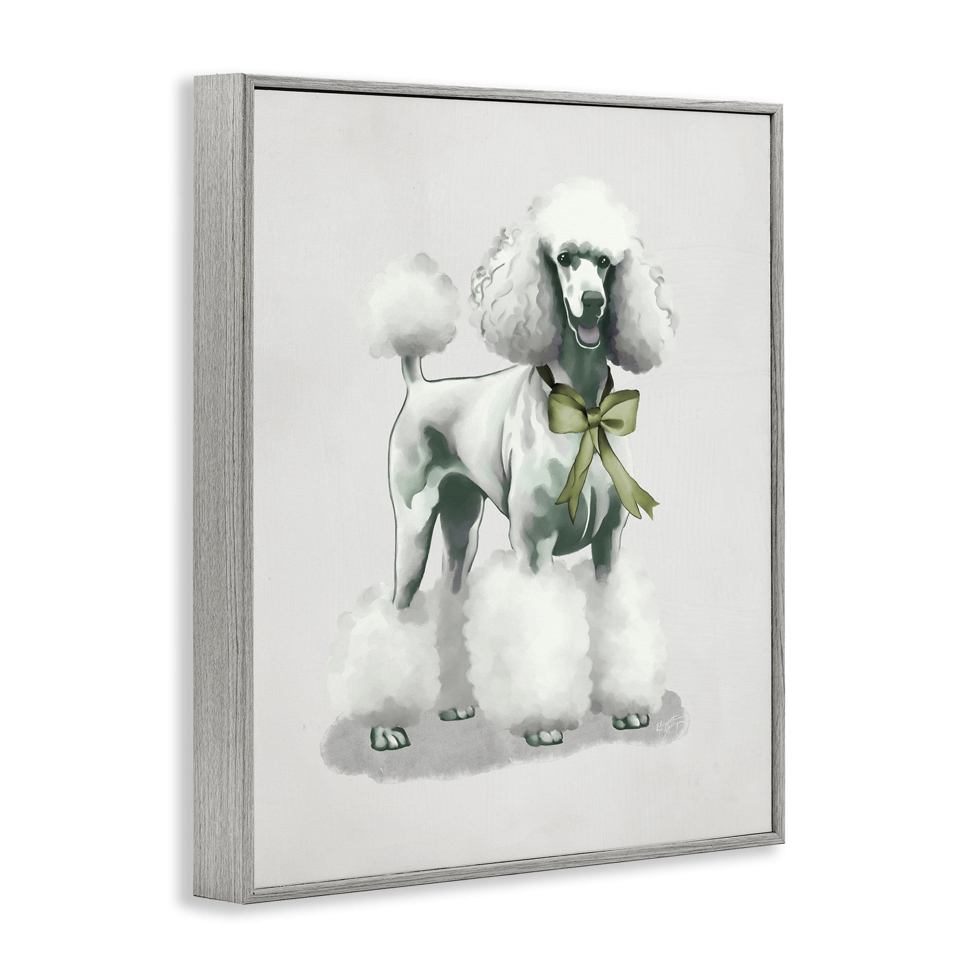 Stupell Industries Graceful Poodle & Ribbon Gray Framed Giclee Art, design by Elizabeth Medley