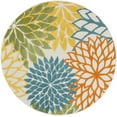 thumbnail image 2 of Nourison Aloha Indoor/Outdoor Tropical Floral Turquoise Multicolor 4' x round Area Rug, (4' Round), 2 of 9