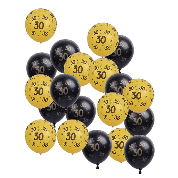 20 / set de látex negros dorados con número 30 40 50 Suministros impresos para de cumpleaños