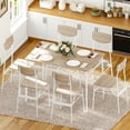 thumbnail image 5 of Ktaxon Modern Dining Table Set for 6 with Storage Racks, Farmhouse Wood Dining Room Table Set for 6, Compact Kitchen Table and Chairs for Home Kitchen, Light Oak, 5 of 8