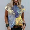 thumbnail image 2 of CHOK Vêtements pour Femmes Liquidation Mode Femme Blouse à Col Rond Imprimé Manches Courtes T-Shirt Hauts d'Été, 2 of 6