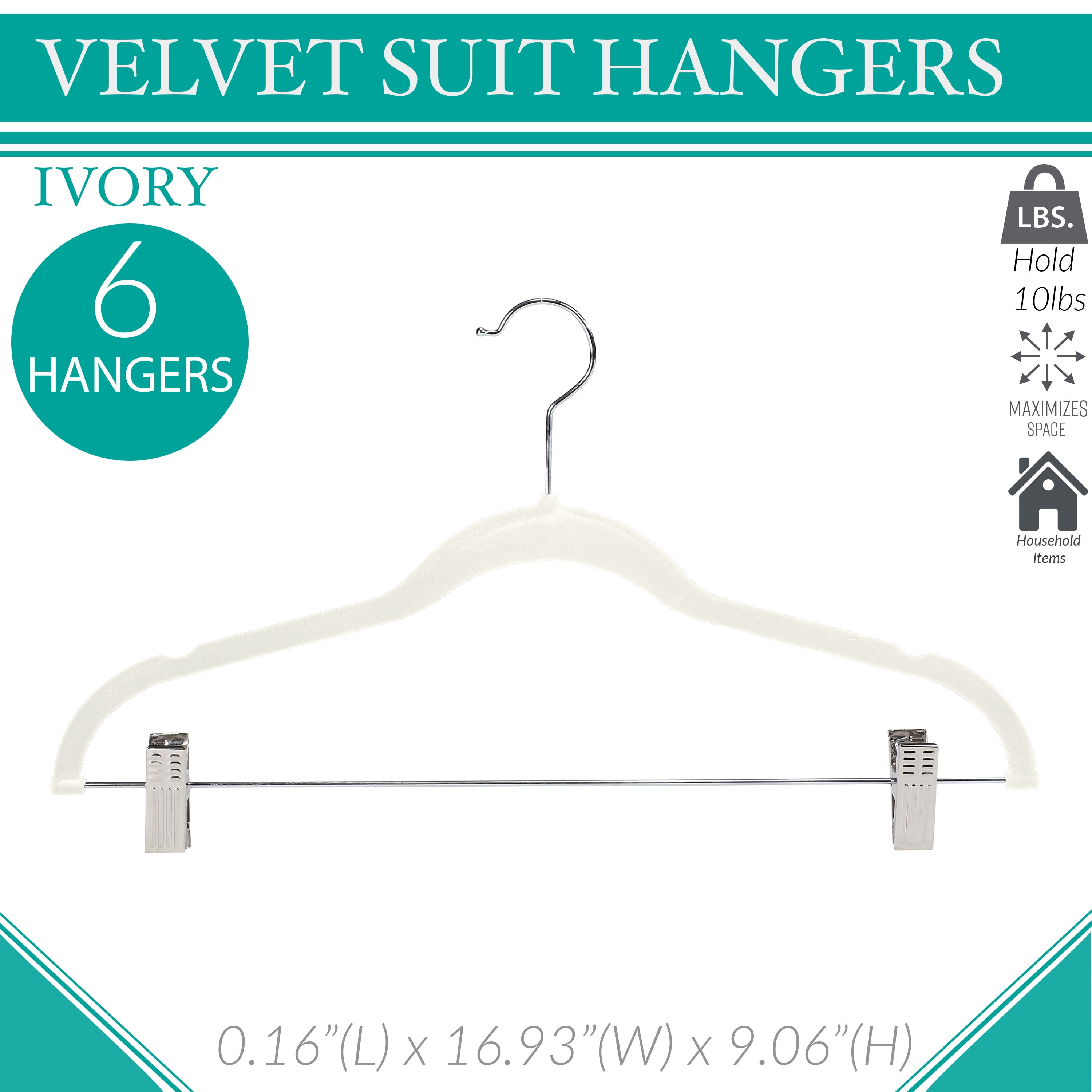 Simplify 25pk Slim Velvet Suit Hangers Ivory