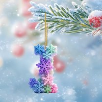 karymi 26 Alphabet Snowflake 2D Acrylic Pendant Car Backpack Decoration Christmas Ornament Personalized Initial Holiday Gift Kids Christmas Gifts Christmas Gifts Room Decor