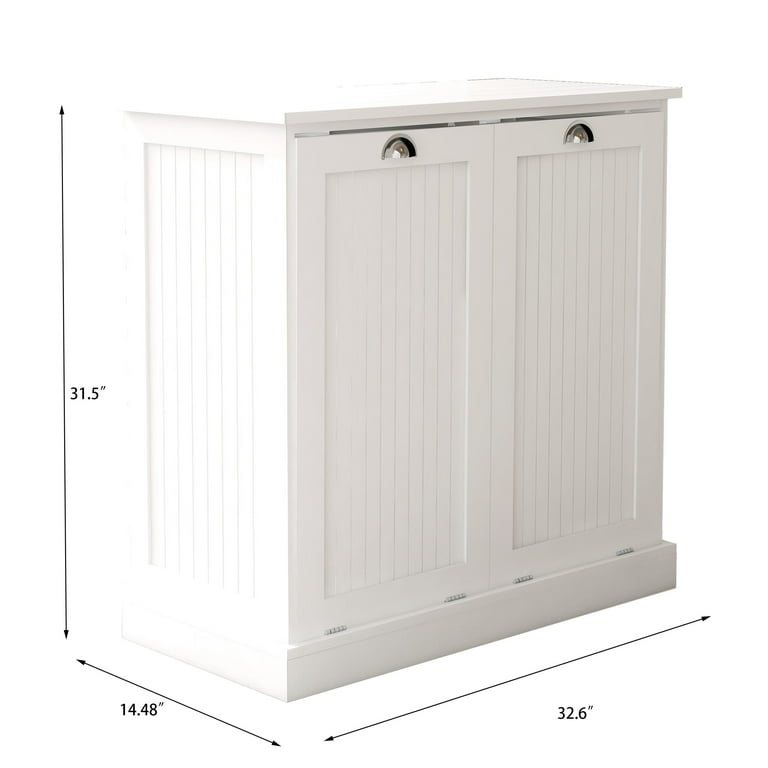 Ktaxon Double Tilt-Out Wooden Laundry Hamper & Trash Cabinet
