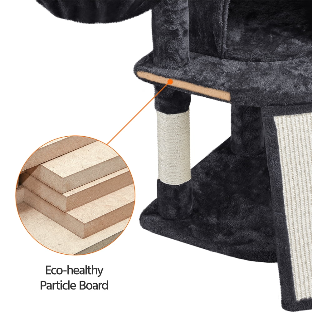 Alden Design 42"H Multilevel Cat Tree Tower with Condo and Perches, Black