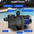 thumbnail image 3 of 1.1 HP Pool Pump In/Above Ground, 3962GPH Above Ground Swimming Pool Pump, 800W/115V High Flow Single Speed Powerful Self Priming Pool Pumps with Strainer Basket, Low Noise, 3 of 7