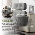 thumbnail image 6 of Peispie Criss Cross Office Chair with Adjustable Arms, Leather Cross Legged Desk Chair with Headrest, Wide Seat High Back Swivel Computer Office Chair for Home Office, Grey, 6 of 7