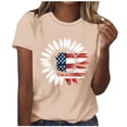 thumbnail image 2 of Mifsaly 4Th Of July T-Shirt Women Casual Sunfloral American Flag Graphic Tee Daily Outing Crewneck Short Sleeve Summer Top Lightweight Breathable Loose Fit Patriotic Shirt XXL, 2 of 5