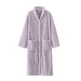 thumbnail image 2 of Seductiva Clearance Women Robes Womens Long Fleece Robe Fuzzy Cozy Warm Bathrobe Shawl Collar Spa Robe Laddies Textured House Coat Shower Spa House Long Robe for Women, 2 of 7