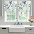 thumbnail image 4 of Spring Floral Checkered Balloon Curtains for Living Room/French Door, Sage Green Daisy Buffalo Plaid Tie Up Curtains 63 Inch Length Energy Saving Kitchen Curtains Shades for Windows 42"x63", 4 of 8