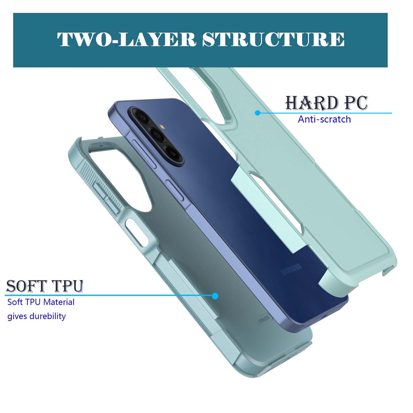 Military Grade Shockproof Samsung Galaxy A17 5G 2025 Case,Dual Layer Full Body Protective Cover with Anti-Slip Grip & Raised Camera Heavy Duty Rugged Case- Green