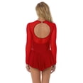 thumbnail image 3 of YONGHS Lyrical Figure Skating Dress for Women Rhinestone Ballet Majorette Dance Leotards Costume Red S, 3 of 7