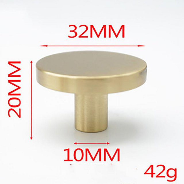 Perillas para gabinetes de latón cepillado, perillas doradas para cajones de tocador, para gabinetes, alacenas, baño, baño y cocina, juego de 10 (hongo), 32 * 20 mm