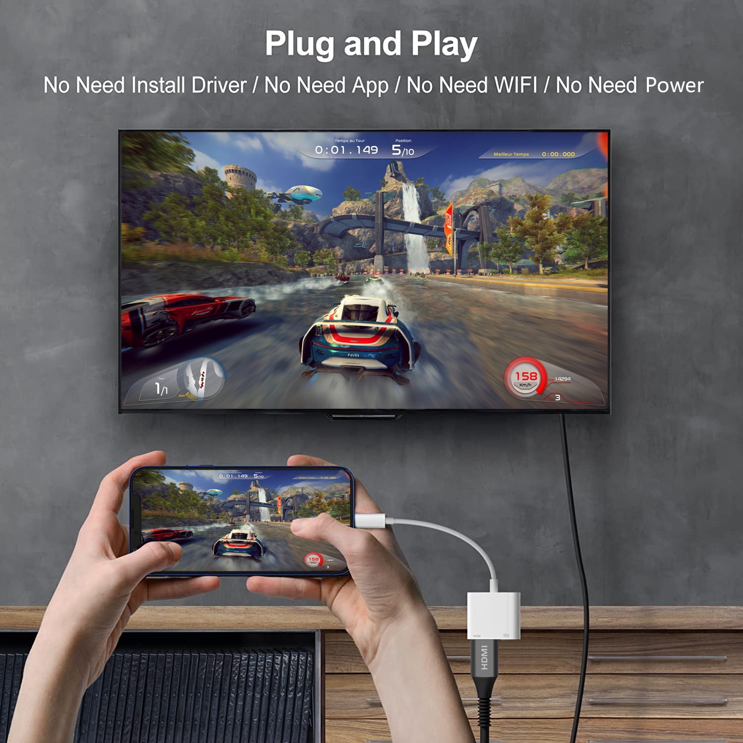 Lightning to Digital AV Adapter, Apple MFi Certified HDMI Converter, 1080P Sync Screen Audio Video Dongle Cable for iPhone, iPad to TV/Projector/Monitor