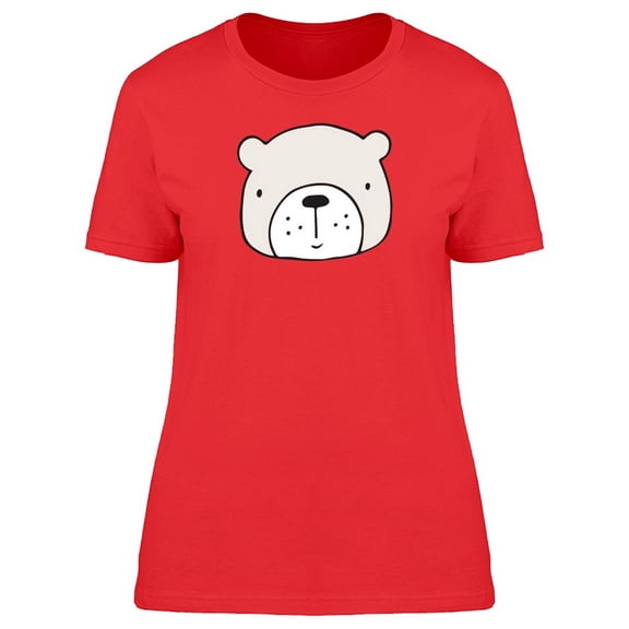 Cute Polar Bear Head Doodle T-Shirt Women -Image by Shutterstock, Female x-Large