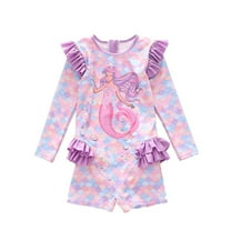 GYRATEDREAM Toddler Baby Girls One Piece Swimsuit Kids UPF 50 Long Sleeve Bathing Suit Zipper Beach Rashguard Swimwear for 2-9 Years
