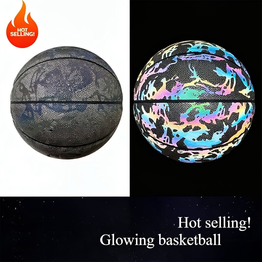 Reflective basketball, 9.67 inch reflective basketball - the perfect gift for Christmas, Thanksgiving, and Halloween, made of durable PU material, perfect for adult training and competition