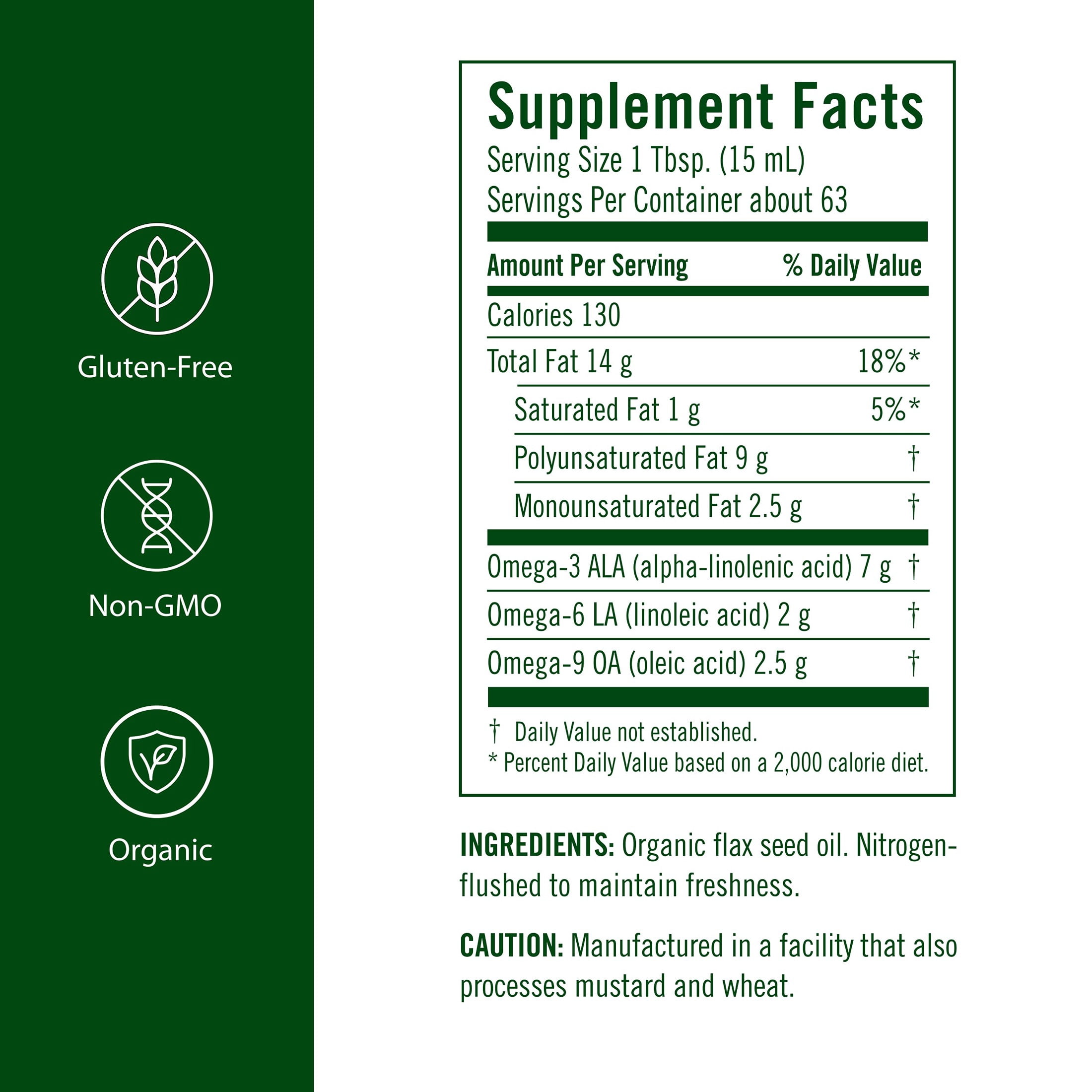 Flora Certified Organic Flax Seed Oil - Cold Pressed & Unrefined - Non-GMO, Gluten-Free, Kosher Omega Flax Oil Blend - Essential Fatty Acids for Wellness - Amber Glass Bottle - 32 fl oz