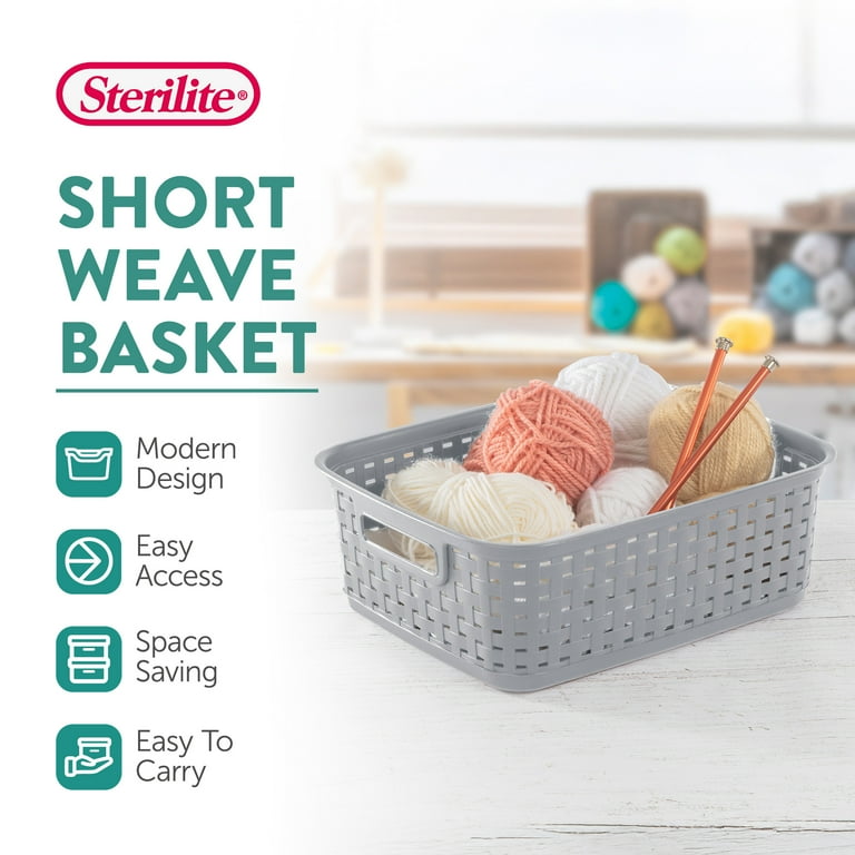 Sterilite Short Weave Wicker Storage Container Basket, 12 Pack
