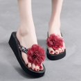 thumbnail image 2 of Women's Heeled Sandals Women Shoes Wedge Flip Flops Flower Flip Flops Women's Wedge Outer Wear Thick Sole Seaside Beach Red 39, 2 of 5