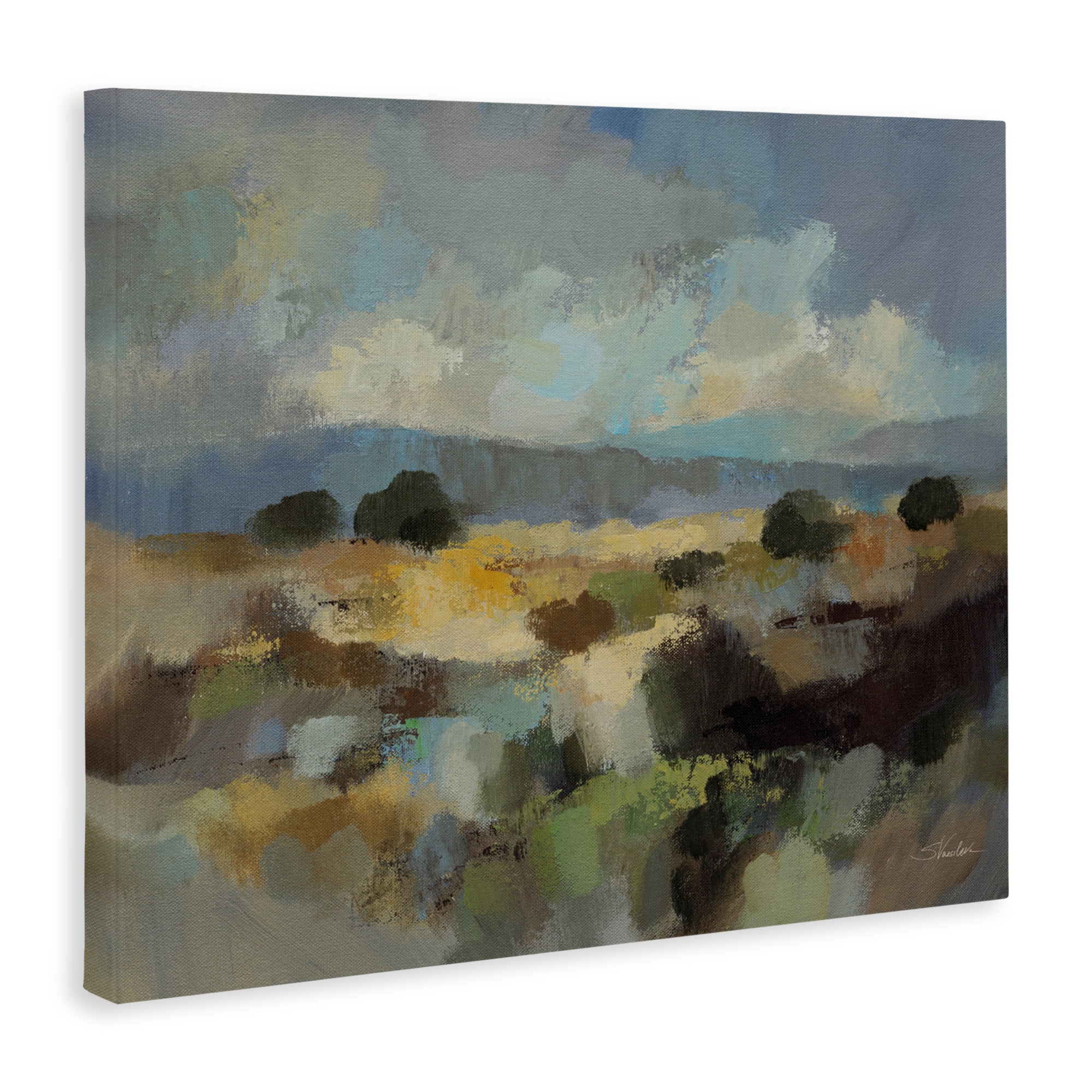 Stupell Industries Muted Blue Landscape with Clouds Canvas Wall Art, design by Silvia Vassileva