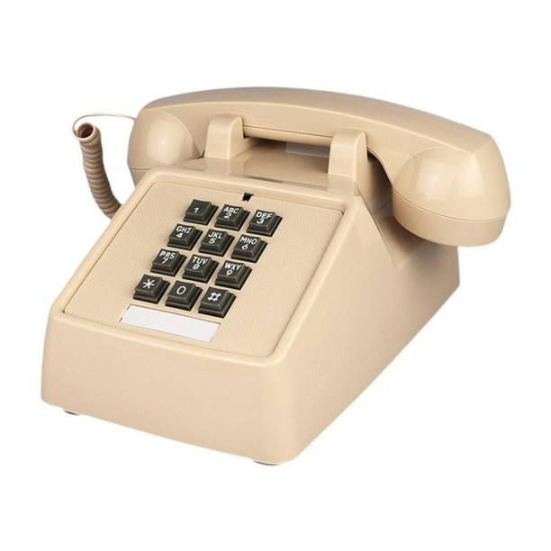 Teléfono con cable, números fáciles de leer, teléfono de una sola línea, diseño retro con cable Beige