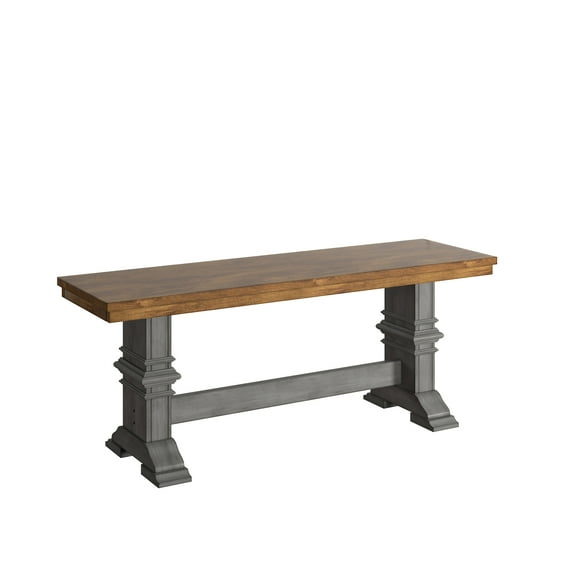 Weston Home Farmhouse Wood Dining Bench with Trestle Leg, Multiple Finishes